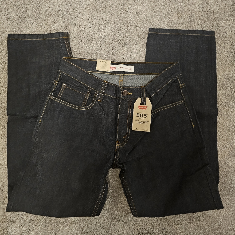 Boys Levi's 505 Relaxed blue jeans size 16 Reg 28x28